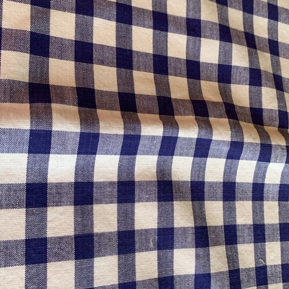 Set of two blue and white checked retro placemats with yellow hand embroidery - Picture 5 of 6